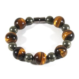 Auras by Osiris Chakra Bracelet - Anxiety Bracelet - Bead Bracelet - Crystal Bracelet for Men/Women (7, Pyrite and Tigers Eye)