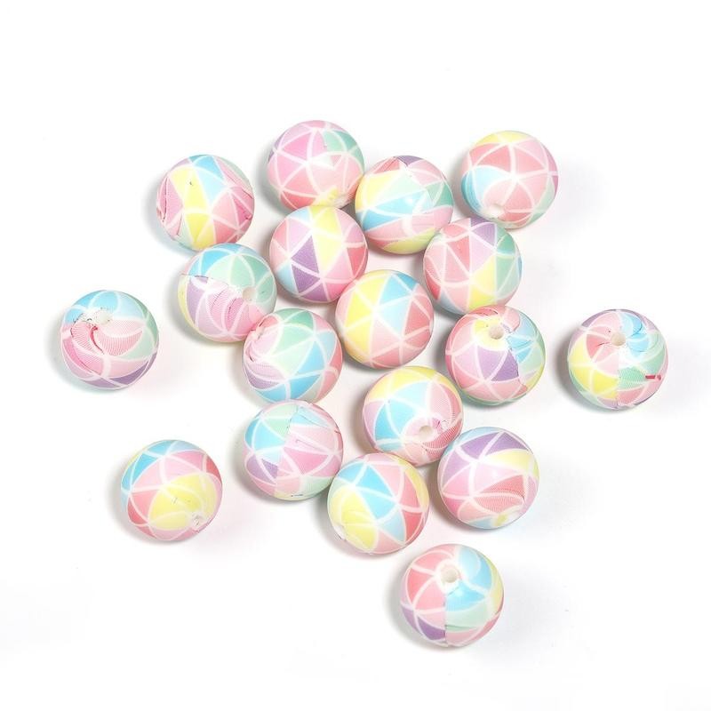 【B170】 Beads for DIY Projects: 15mm Round, Mixed Color, 30Qty