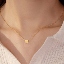 Jokmeo Women's Heart Letter Gold Chain Necklace, 14K Gold Plated Initial Necklace, Birthday and Christmas Gift for Women Girls Girlfriend Mum, Sterling Silver