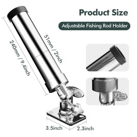 Rod Holder for Fishing Boat,360 Degree Marine Grade Stainless Steel 316 Adjustable Swivel Deck Flush Mount Fishing Pole Holders