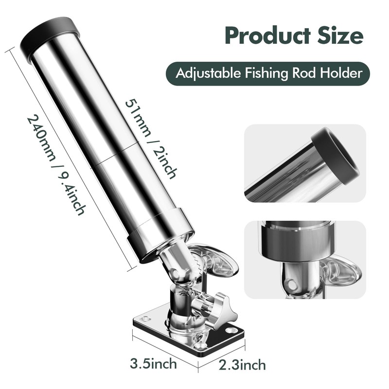 Rod Holder for Fishing Boat,360 Degree Marine Grade Stainless Steel