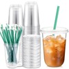 Baderke 25 Sets Clear Plastic Cups with Lids and Straws