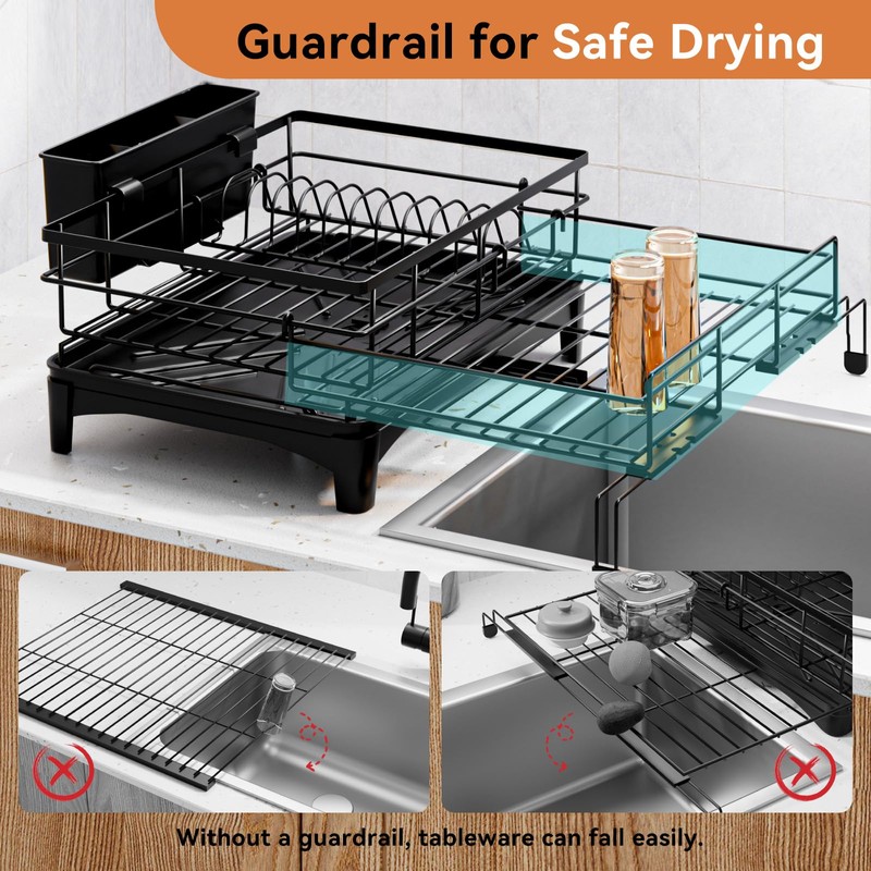 Laveshop Dish Drying Rack - Expandable Rack, Large Capacity Dish