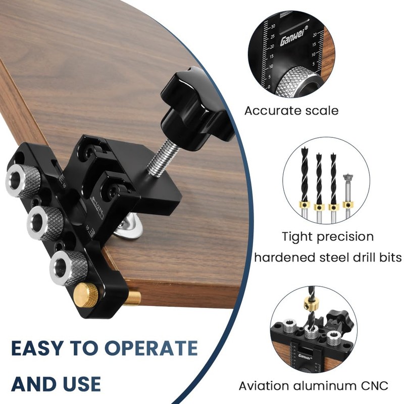 Flintronic 3 in 1 Doweling Jig Kit, 12Pcs Self Centering