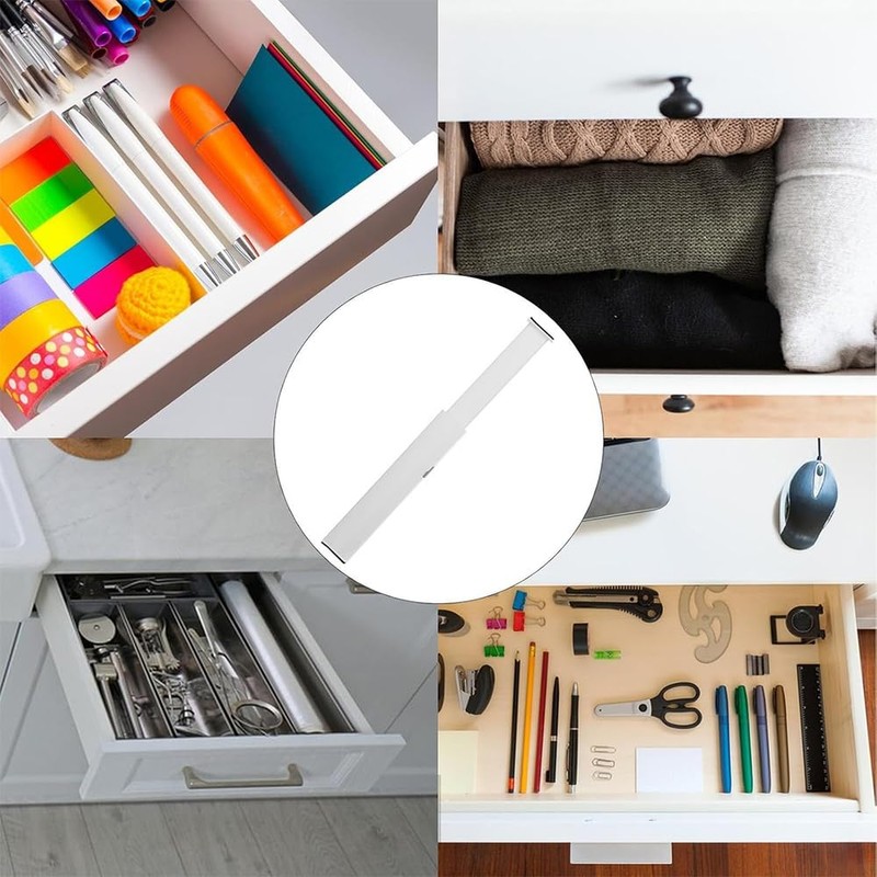 Adjustable Drawer Dividers for Home Organization, White, 3-Pack