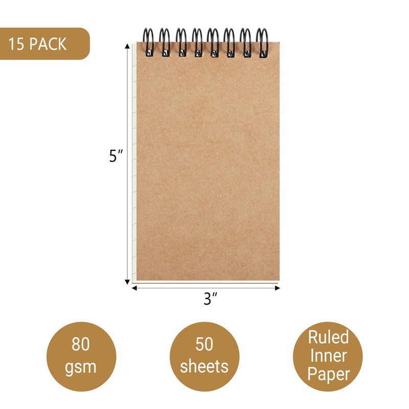 ZMCYN 15 Pcs 3x5 Inch Small Spiral Notebook Pocket Notebooks,
