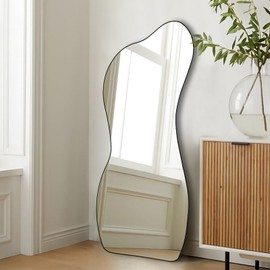 POZINO Irregular Mirror, Asymmetrical Wall Mirror, 47.2"x22" Large Wall Mirror Decorative, Modern Unique Shape Mirror for Living Room Bathroom Bedroom Entryway Hallway