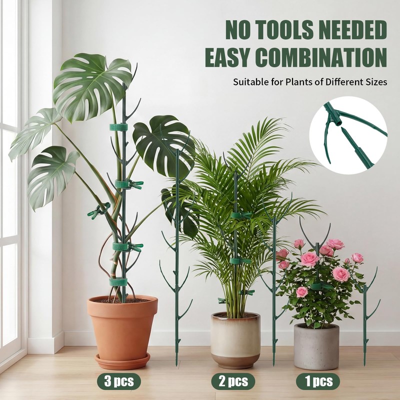Yeomant 6 Pack Stackable Monstera Plant Support Stakes, Plant Stakes
