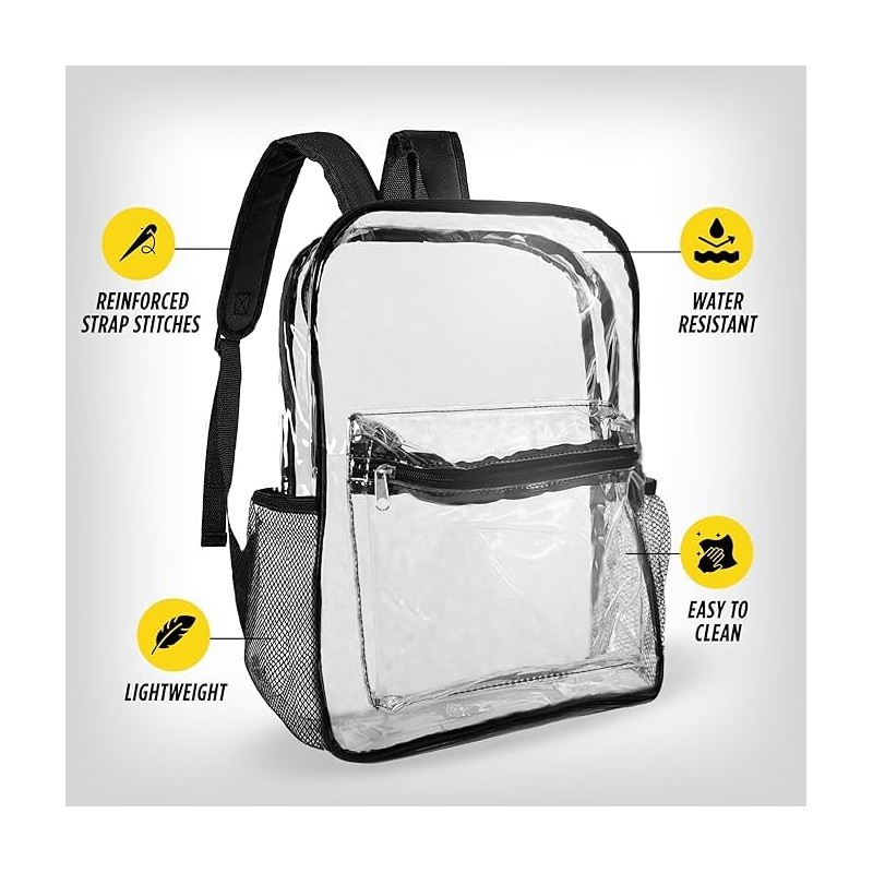 Grzhiyi Water Resistant Transparent Backpack,Clear Bag Backpacks PVC, Boys, Girls,