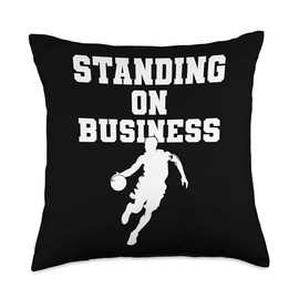 Stand On Business Basketball Logo Balling Shirt Men Standing On Business Basketball Team School Throw Pillow, 18x18, Multicolor