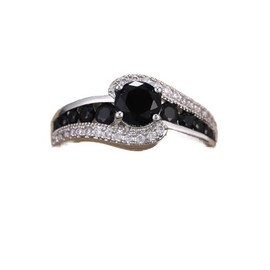 S925 Sterling Silver Black Onyx Engagement Ring Black Ladies Ring Moissanite Zircon Set Carat Diamond Elegant Cutout Ring Eternity Engagement Ladies Wedding Rings Size 8