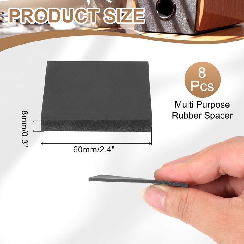 PATIKIL Rubber Solid Anti-Vibration Pads, 8 Pcs 60mm x 8mm