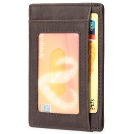 MANBANG Slim Minimalist Front Pocket RFID Blocking Leather Wallets for Men (Crazy Horse Brown)