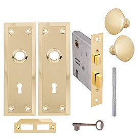 Skeleton Keyed Brass Plated Inside Mortise Lock Kit