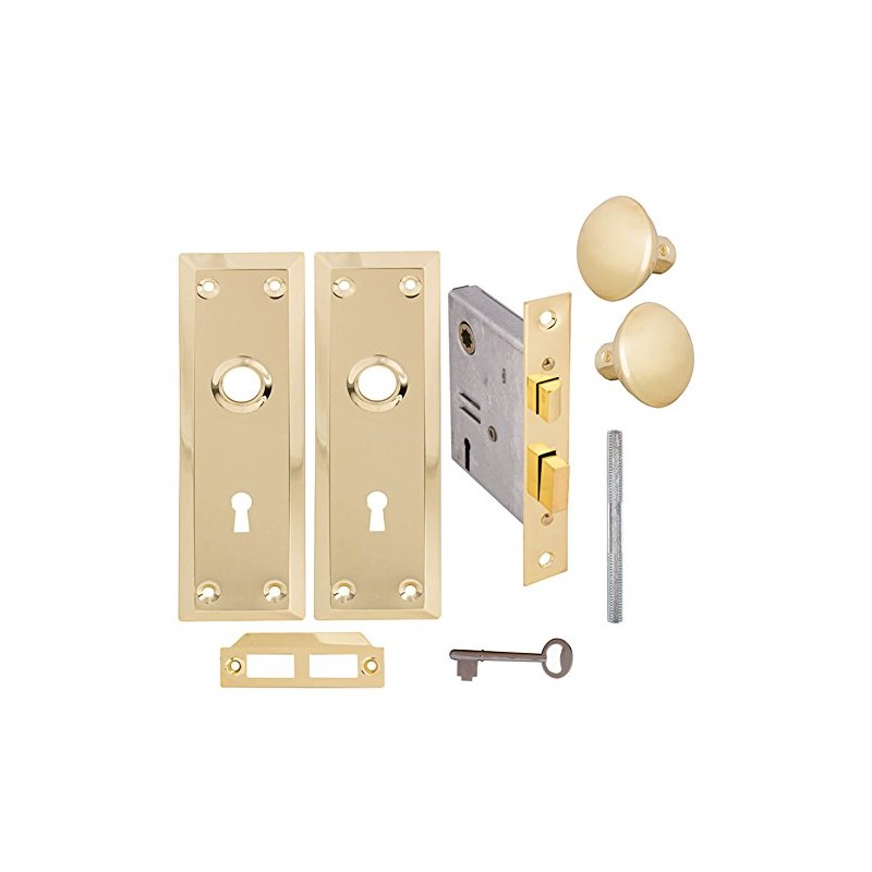 Skeleton Keyed Brass Plated Inside Mortise Lock Kit