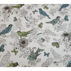 Robert Allen Perch in Seaglass BTY Duralee 95% Cotton / 5% Linen 54" Wide Bird Nest Butterfly