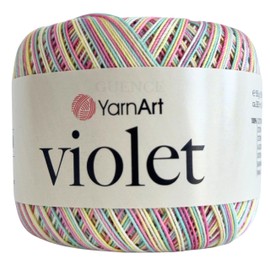 YarnArt Violet - Hilo de ganchillo 100% algodón mercerizado y tela de punto, hilo de encaje suave y duradero para bordado, tapetes y manualidades de bricolaje, 1 madeja (50 g, 282 m) (Melange - 502)