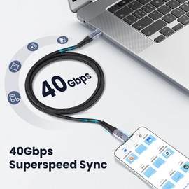 Soshine USB 4 Cable 6.6FT 40Gbps 240W,8Kdisplay, 15K Bend Test – USB -C to USB- C Data Cable Compatible with Thunderbolt 4/3 Cable,USB4,and USBC