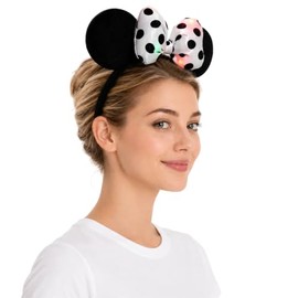 LED Mouse Ear Light Up Hair Bow Headband, 3D Flash Glowing Party Decoration Headwear Hair Accessories for Women Girls