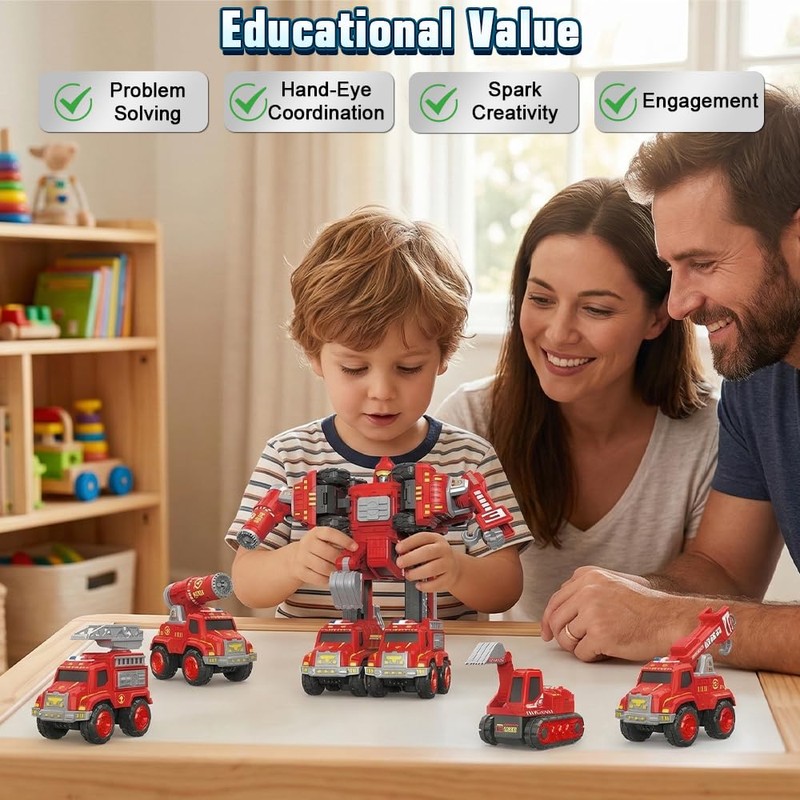 Drefirsa 5-in-1 Outer Space Transform Trucks Robot Toy, Robot Action