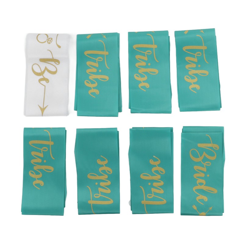 8Pcs Bride Bridesmaid Sash Gold Letters Hypoallergenic Material Wedding Bride