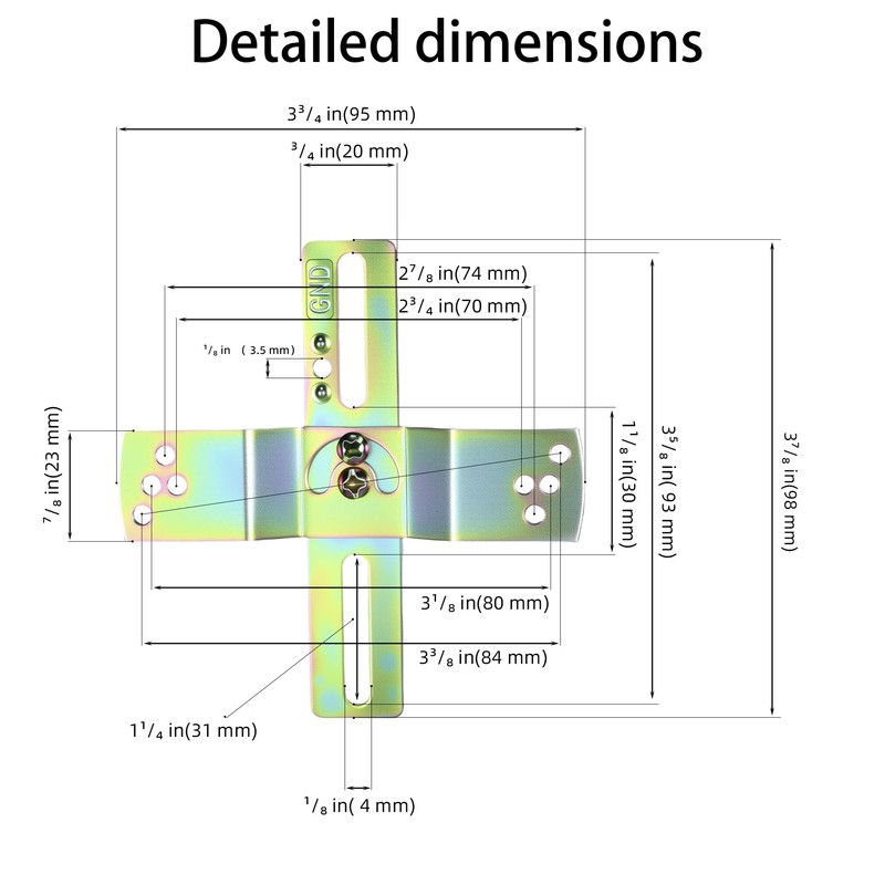 Light Fixture Mounting Brackets, Adjustable Mounting Plates for 4" J-Box,