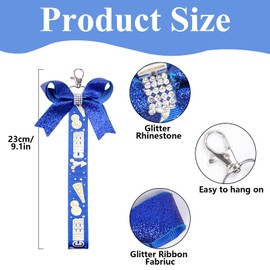 Nwvuop 10Pcs Cheer Bow Keychain Bulk Cheerleader Key Ring, Cheer Bow Key Chain for Teens Girls(Blue)