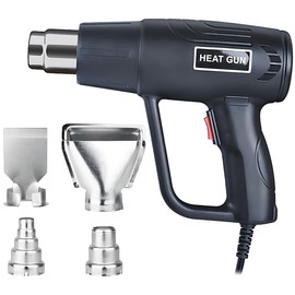Pistola de Aire Caliente 2000W, Kit de Pistola de Calor 2 Ajuste de Temperatura y 4 Boquilla 300℃- 520℃, Pistola Térmica con Control Temperatura Variable para Manualidades, Encoger PVC