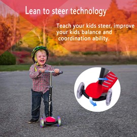 Fawn Toys 3-Wheel Junior Kick Scooter Flashing Wheels/Lean to Turn/Indoor/Outdoor 36 Months+ (Green)