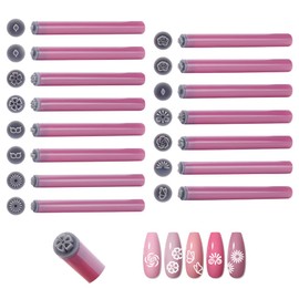 UNICRAFTALE 15Pcs 15 Styles Nail Art Stamp Pen Set Nail Flower Design Stamping Pen Plastic Nail Art Stamp Pen Nail Dot Tool Various Patterns DIY Nail Printing Template Tool for Women