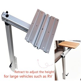 NOBLEZHU Adjustable RV Table Leg, Lagoon Table Height Adjustable Bracket Aluminum Alloy 360 Degree Rotation, Removable Pullout Desk Leg for RV Yacht, Stable Structure (Silver)