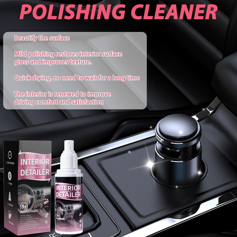 Compensai 2Pcs Car Interior Cleaner,Interior Detailer Spray,Deep Cleaner Polishing,Tire Cleaner,Suitable