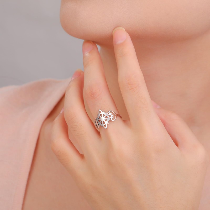 kkjoy Witches Knot Ring Stainless Steel Four Moons Magic Knot