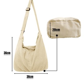 X SIM FITNESSX Unisex Corduroy Bag Shoulder Bag Large Women's Shopper Bag Fashion Fabric Bag for Everyday / Office / School / Travel, khaki, Retro