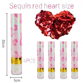 Confetti Cannons, Hillylolly 4 x Cannon Confetti Shooter, Metallic Confetti Cannon 28 cm, Confetti Poppers Wedding, Party Cannon Confetti Birthday, for Wedding Birthday Anniversary Party (Red)