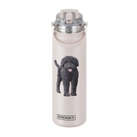 E&S Pets SERENGETI 24 Oz Water Bottle Stainless Steel with Spill Proof Lid - Double walled Vacuum Insulated water flask - Realistic 3D Print of your favorite dog (Labradoodle)