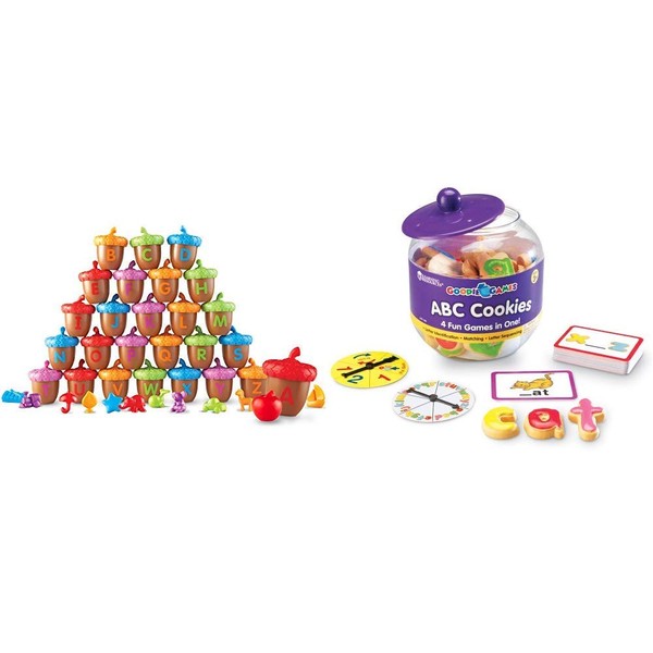 Learning Resources Alphabet Acorns Activity Set, 78 Pieces, Visual & Tactile Learning Toy, Ages 3+ & Goodie Games ABC Cookies, 4 Games in 1, Alphabet, Pre-Reading, Phonics, Ages 3+