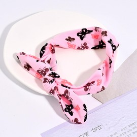 Pejlnd Pink Baby Hairband - 1Pcs Bunny Ears Cotton and Synthetic Headband with Butterfly Print for Baby Girls 0-24 Months