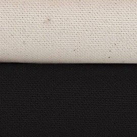 Natural Cotton Canvas Fabric,10oz Black & Ecru, by Neotrims. for Embroidery, Painting. Medium Weight Light Upholstery 150cms Wide. [Black, Canvas 297gsm, Half Meter]