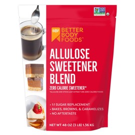 BetterBody Foods Allulose Sweetener 3 LB Bag - Zero Calorie, Non-GMO & Gluten -Free, 1:1 Sugar Replacement with No Aftertaste, Perfect for Baking and Caramelizing