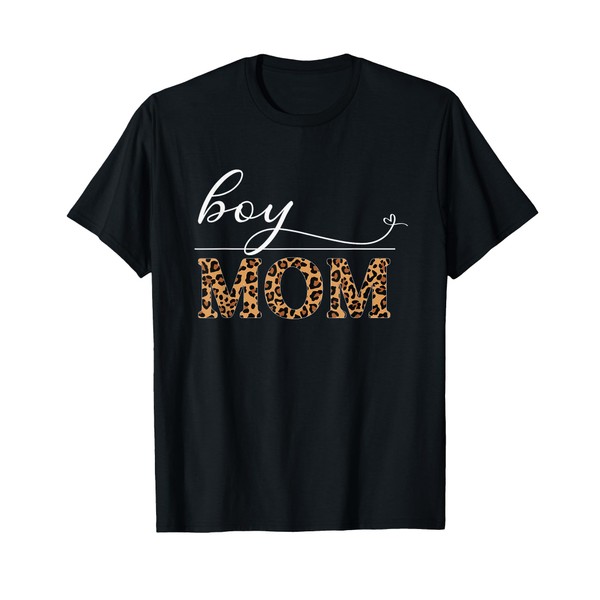 Boy MOM with Leopard Pattern & Heart T-Shirt