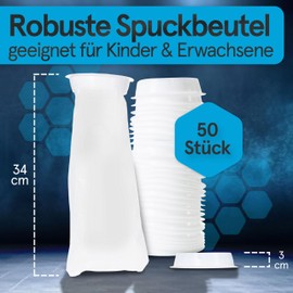 TOOLCORE® 50 x Burp Bags with Ring [Extra Strong] Poop Bag Car Children for Travel/Sickness in Vomiting | Burp Bags | Poop Bags | Brechtüten | Collection Bag with Mouthpiece