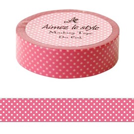 Aimez le style Pink white dots spots Japanese Washi Tape 15mm x 12 m