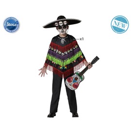 Atosa Skeleton Costume Musical Poncho Funny Black Child 3 to 4 Years