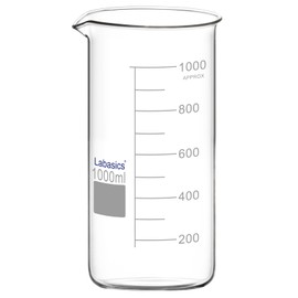 Labasics Glass Tall Beaker, Borosilicate Glass Graduated Tall Form Griffin Beaker with Pouring Spout, 1 Pack, 1000 ml