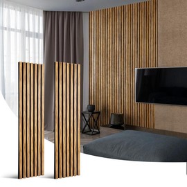 Wood Slat Wall Panel-2 Pcs Soundproof Wood Panels for Wall and Ceiling 47.24“x11.22” Wood Wall Panels 3D Noise Sound Dampening Panels Wall Decoration:_Zebrawood