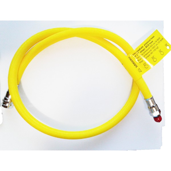 Sopras Sub Scuba Diving {36" - 91cm} Flexible Braided Hose Yellow Low Pressure Regulator Octo Hose 2nd Stage Octopus