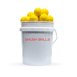 SMUSH BALLS Smushballs Bucket with Smushballs - The Ultimate Anywhere Batting Practice Baseball w/Lid (Yellow, Bucket w/ 36 Yellow)