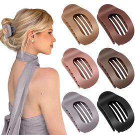 Kavya Flat Hair Clips Women - 6 Pcs Curved Design Flat Hair Claw Clips for Lying & Driving Non-Slip Duckbill Hair Clips - Strong Hold Round Claw Clip for Thin & Thick Hair French Hair Accessories