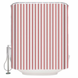 Huotupsine Red Striped Shower Curtain Set - Extra Long 72" x 96" Washable Bathtub Curtain with 12 Hooks, Red White Stripes Farmhouse Waterproof Fabric Stall Shower Curtains for Bathroom/Bathtub Décor